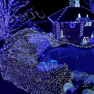 Dazzle Bright Fairy Lights Battery Operated, 2 Pack Total 40FT 120LED Silver Wire Waterproof Battery Operated String Lights, Christmas Decorations for Indoor Outdoor Bedroom Yard Decor, Blue