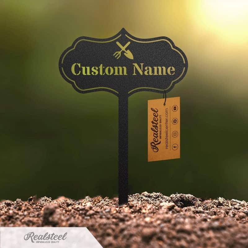 RealSteel ā Customizable Seed & Plant Markers - Outdoor Herb Garden Stakes - Elegant Fruit/Vegetable Labels - Steel Plant Tags for Pots - Classy Design for Farmhouse/Greenhouse ā Rose Icon
