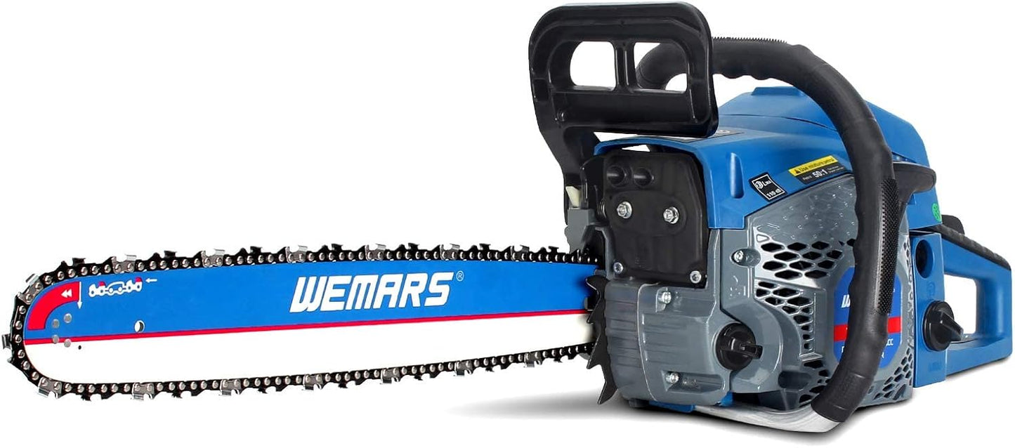 52cc Gas Chainsaws 18 Inch Bar Power Chain Saws, Gas Powered Chainsaw 2 Stroke Handed Petrol Gasoline Chain Saw for Cutting Wood Outdoor Garden Farm Home Use with Tool Kit