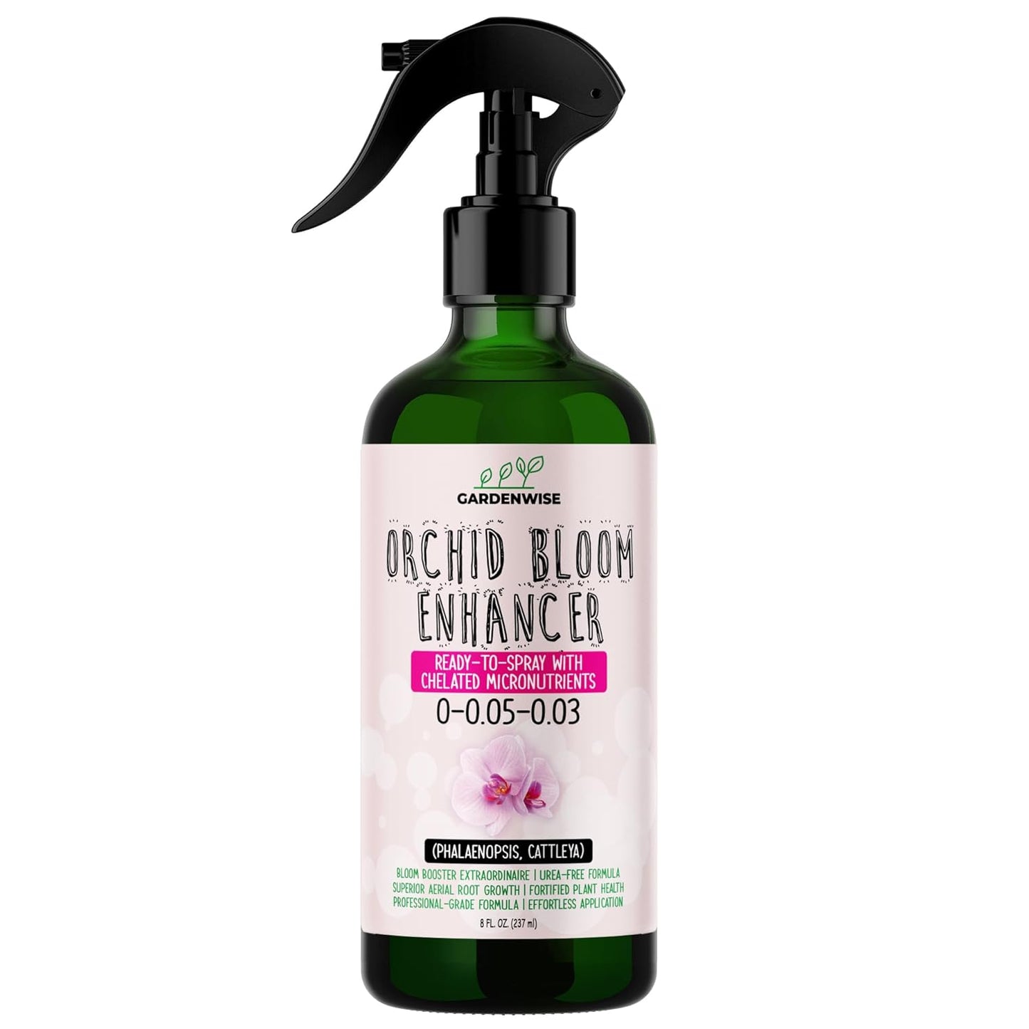 Orchid Food Bloom Booster Fertilizer - Bloom Orchids Fertilizer โ Phosphorus and Potassium Formula 0-0.05-0.03 - Ready-to-Use Spray with Chelated Micronutrients (8 OZ)