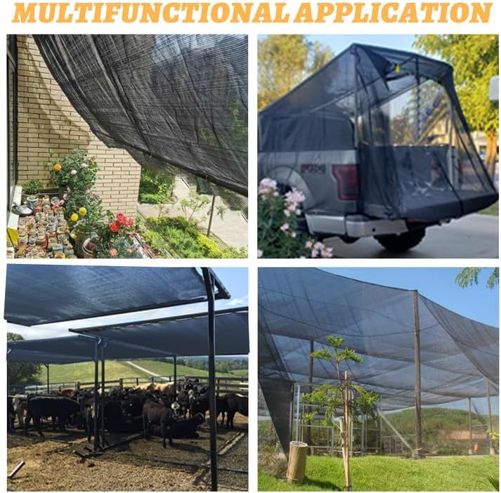 Cool Area 55% 10x12ft Sunblock Shade Cloth Cover Mesh UV Resistant Net for Garden Flower Plant Greenhouse, Black