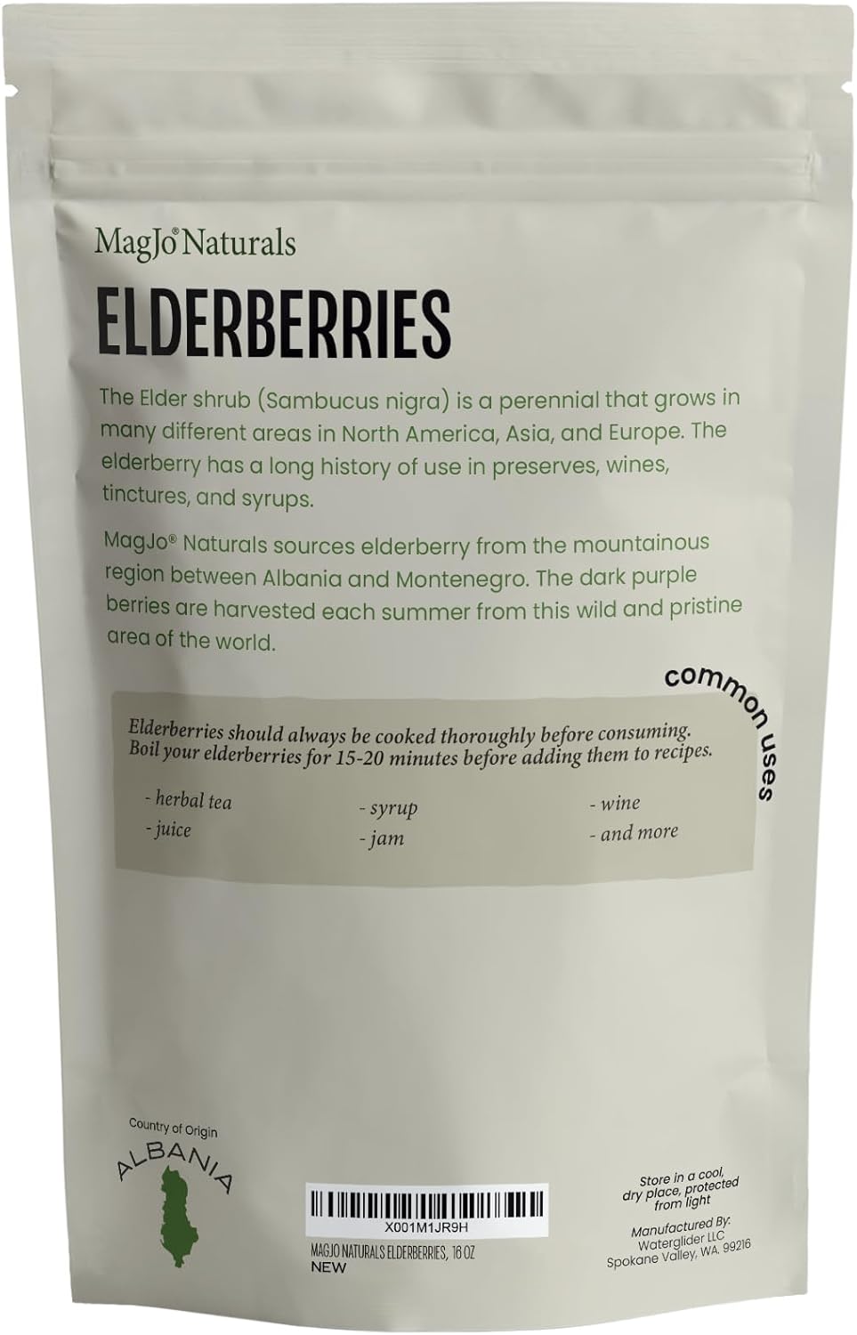 MagJo 100% Wild Harvest Dried Elderberries - 1lb Bulk - Non-Irradiated, Whole Black Elderberry Immune Support - Raw Vegan Sambucus 1 Pound