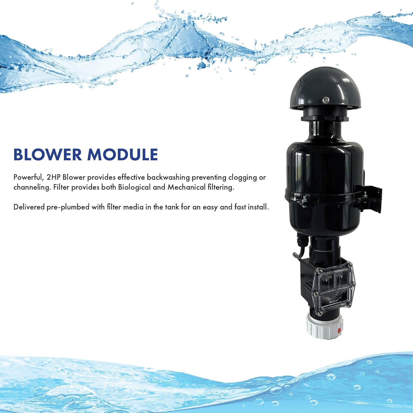 HALF OFF PONDS Simply Clear PRO Koi Pond Filter System with 2HP Blower – Filters Ponds Up to 27,000 Gallons – Bio Comb Media, 6-Way Valve, Pressure Gauge - Mechanical & Biological Filtration