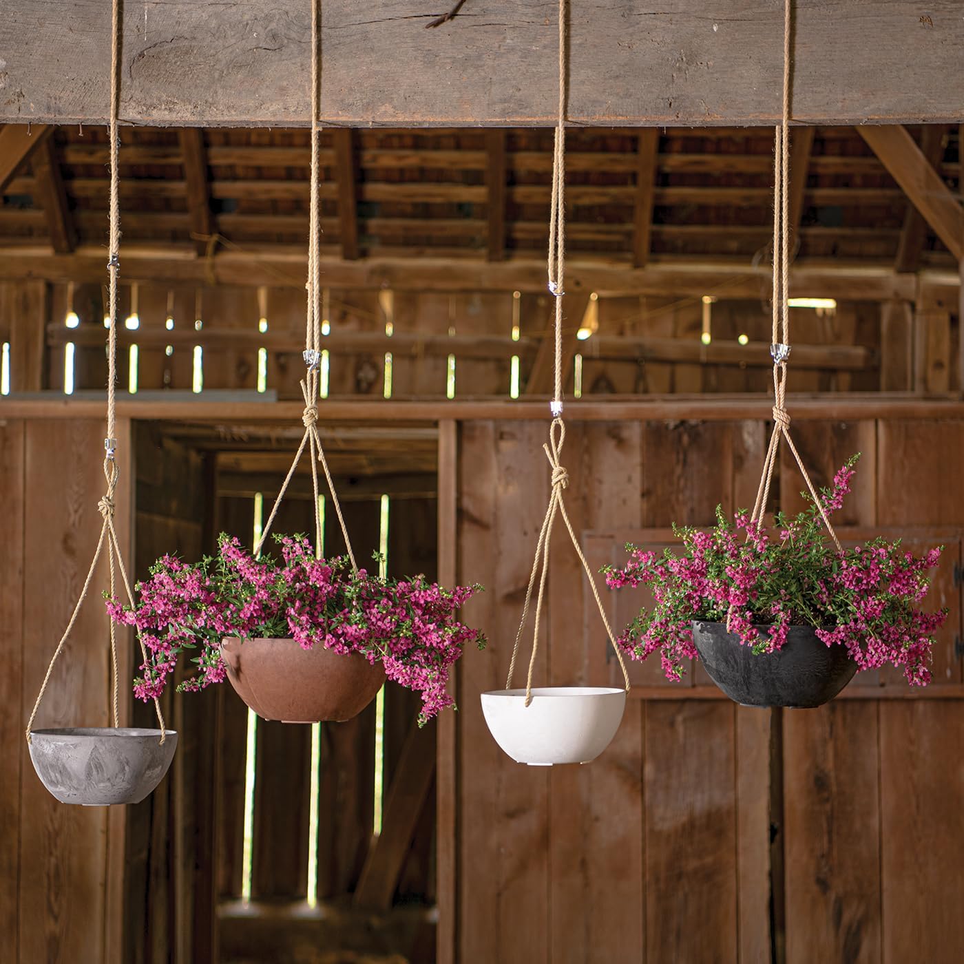 Root & Vessel Self Watering Hanging Planter for Indoor or Outdoor Plants, Unique Marbled Hanging Basket Made of Eco-Friendly Blend of Stone & Plastic, Rust, 10"