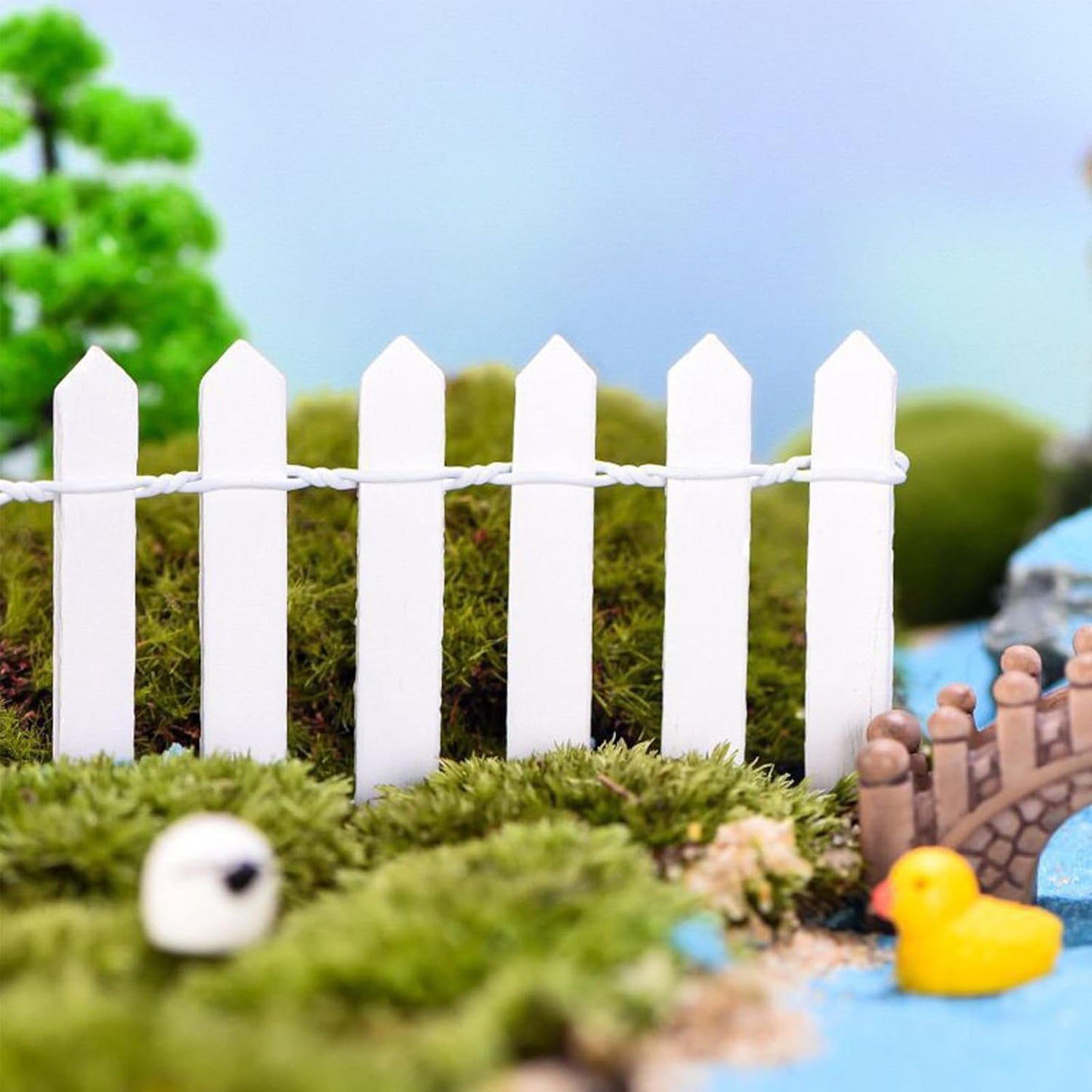 35 Inches Mini Fairy Garden Fence DIY Small Wood Decorative Picket Fence Micro Landscape Miniature Ornaments for Dollhouse, Crafts, Diorama Project, Plant Pot (Nature Wood(2 PCS))