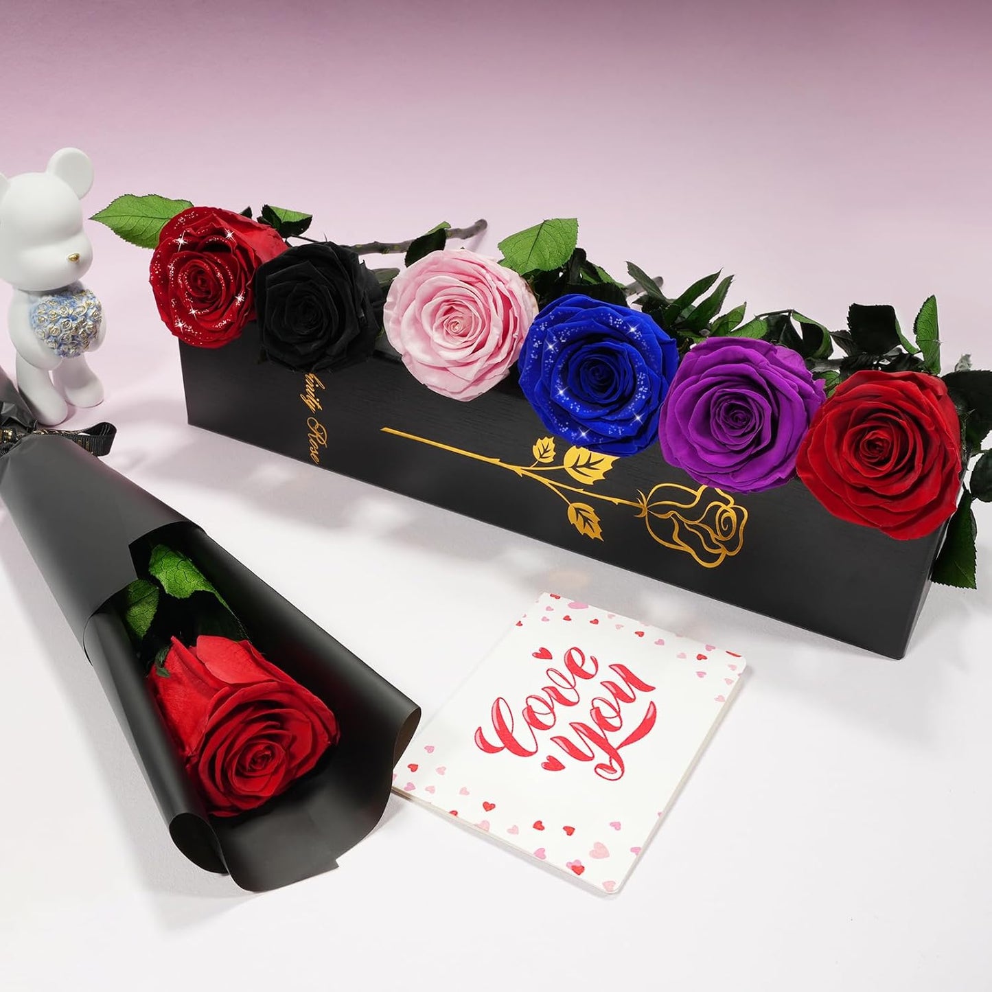 Yamonic Preserved Flower Rose Birthday Gifts for Women, Mothers Day Rose Flowers Gifts for Mom, Real Flower for Women, Grandma, Wife, Girlfriend Gifts for Christmas, Valentine's Day