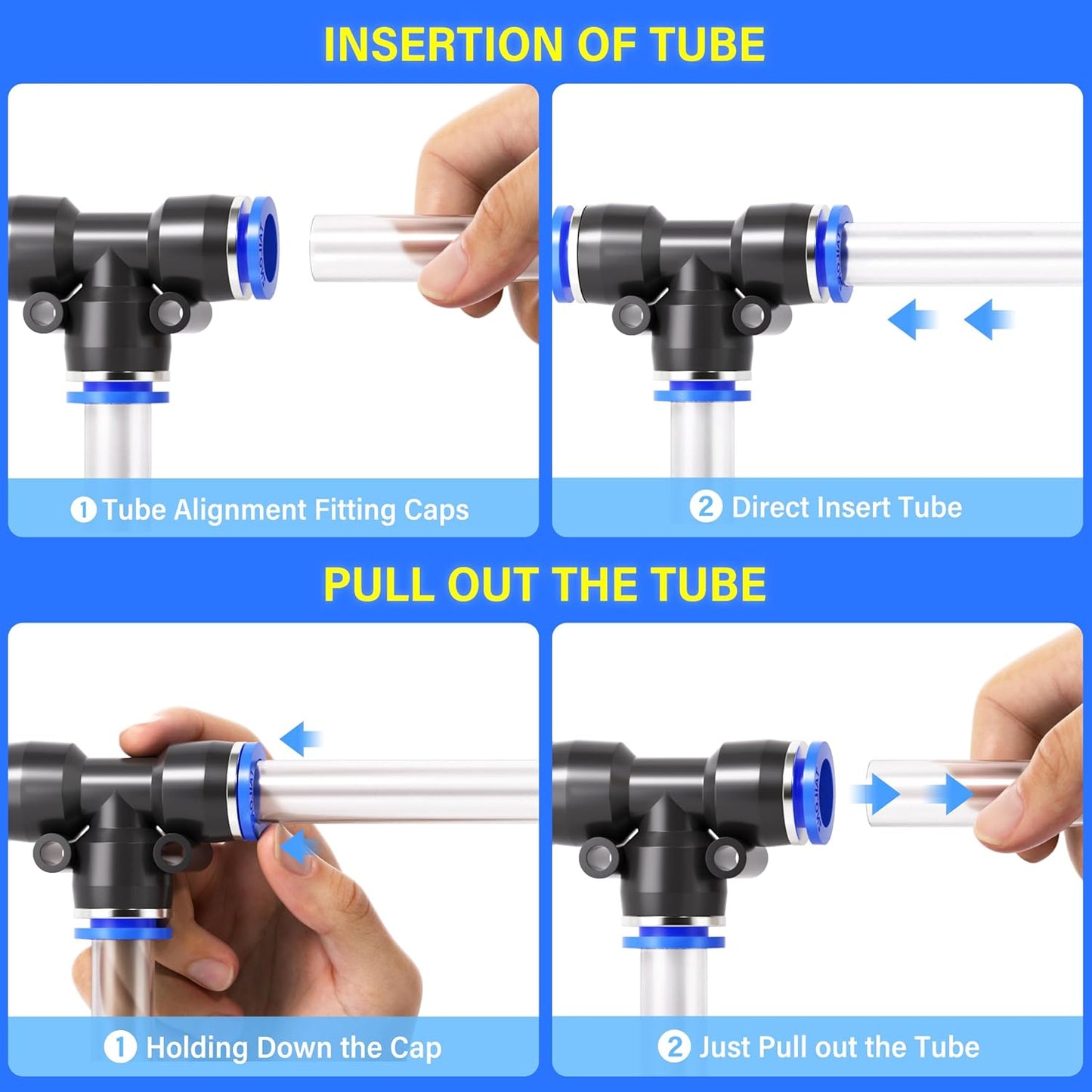 TAILONZ PNEUMATIC 10mm od Push to Connect Fittings Pneumatic Fittings Kit 5 Spliters+5 Elbows+5 tee+5 Straight (20 pcs)