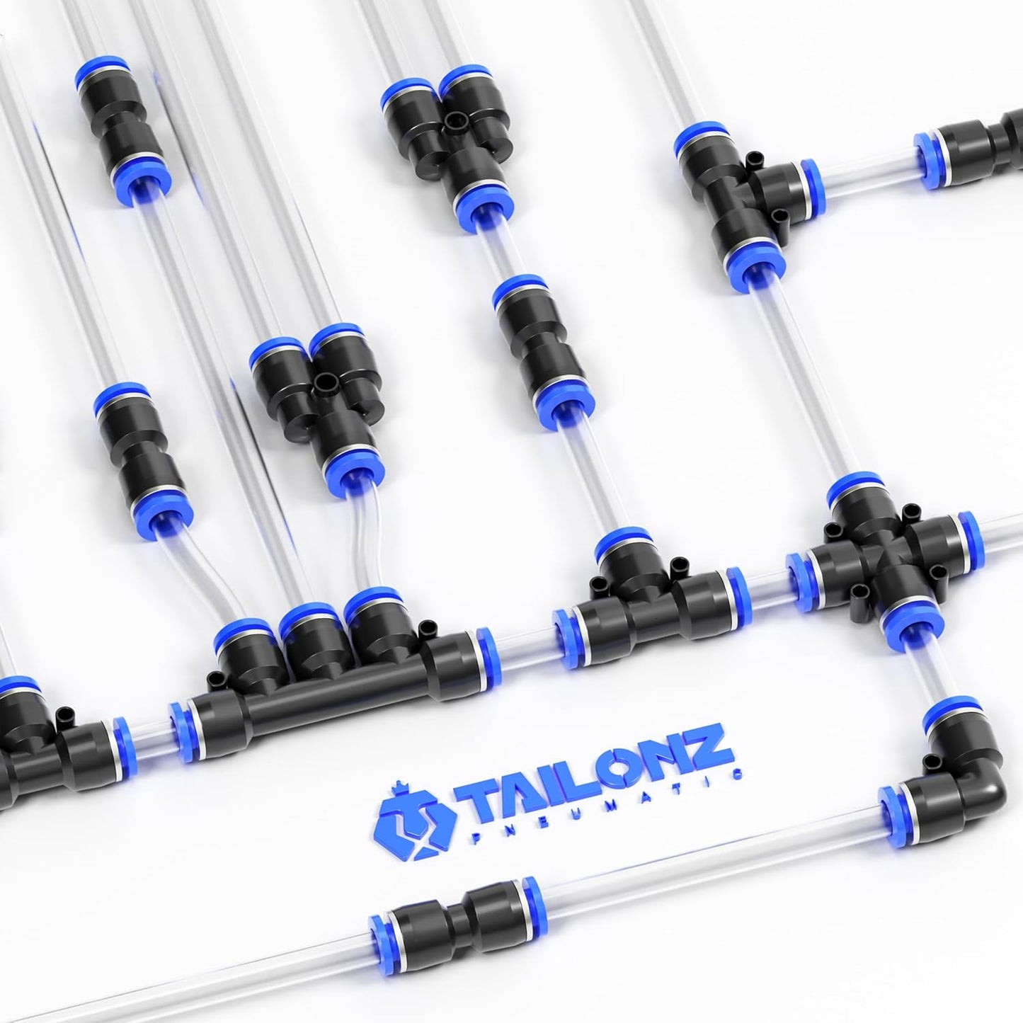 TAILONZ PNEUMATIC 1/2 Inch od Push to Connect Fittings Pneumatic Fittings kit 5 Spliters+5 Elbows+5 tee+5 Straight (20 pcs)