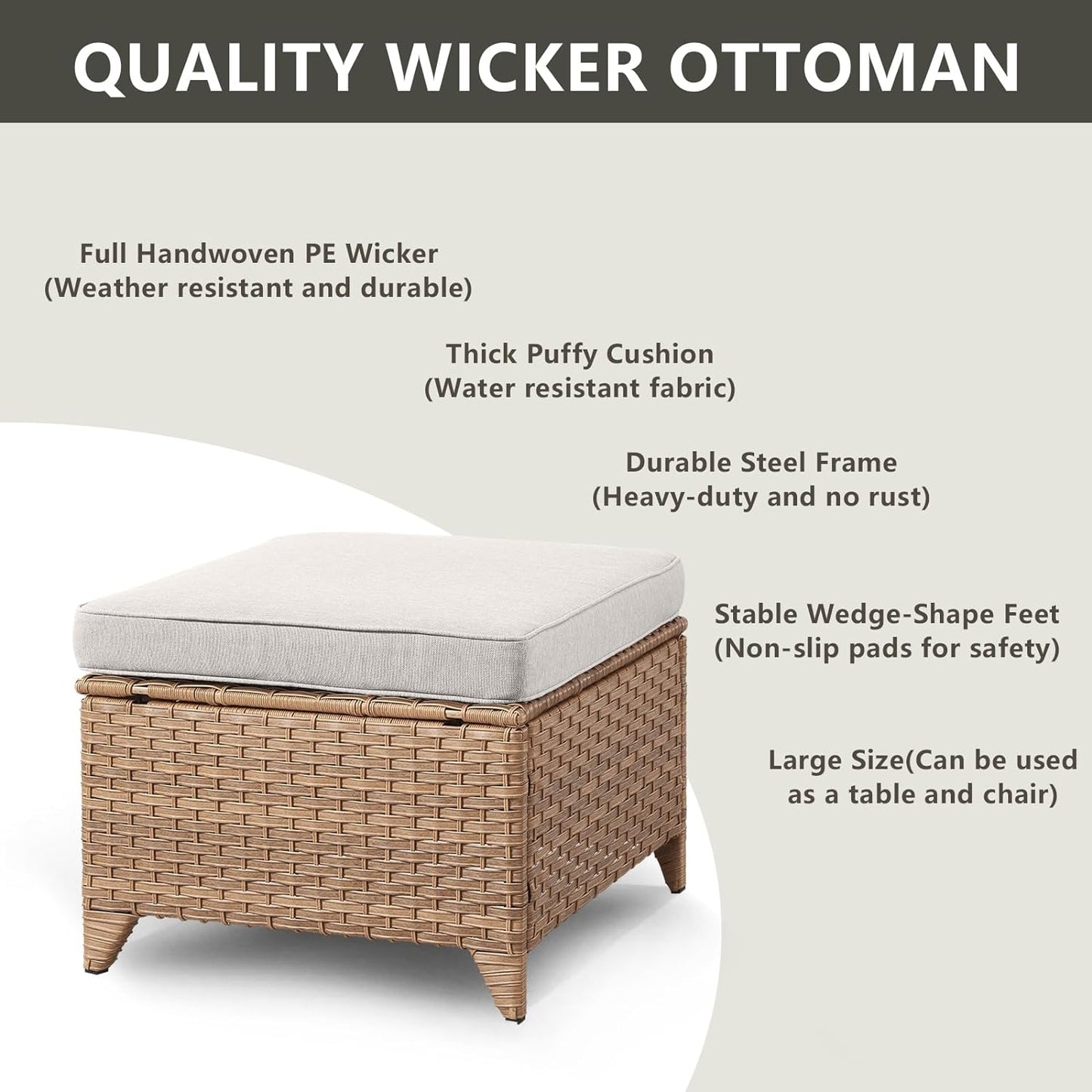 Outdoor Wicker Patio Furniture Set - 6 Piece Rattan Patio Conversation Set with 2 Rocking Swivel Chairs,2 Ottomans,1 Loveseat and 1 Coffee Table for Porch Deck Backyard Garden(Yellow/Beige)