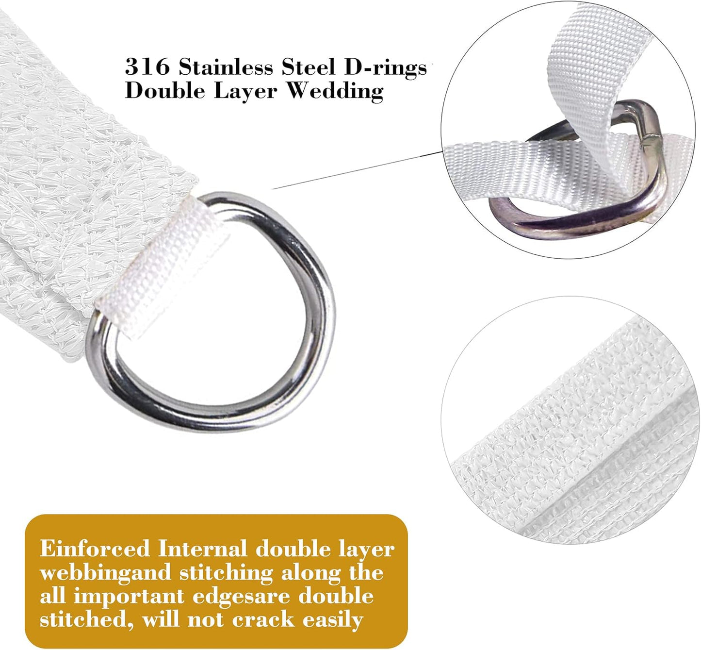 18' x 18' White Square Sun Shade Sail SSP1212 Canopy Durable Fabric UV Block Awning,We Make Custom Orders