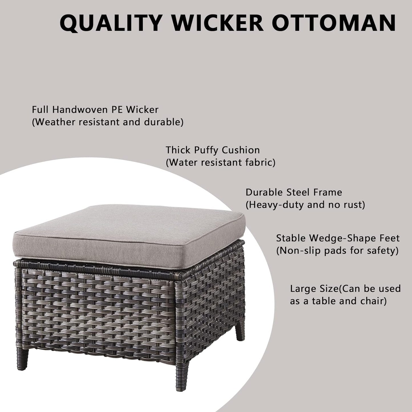 Outdoor Wicker Patio Furniture Set - 6 Piece Rattan Patio Conversation Set with 2 Rocking Swivel Chairs,2 Ottomans,1 Sofa and 1 Side Table for Porch Deck Backyard Garden(Mixed Grey/Grey)