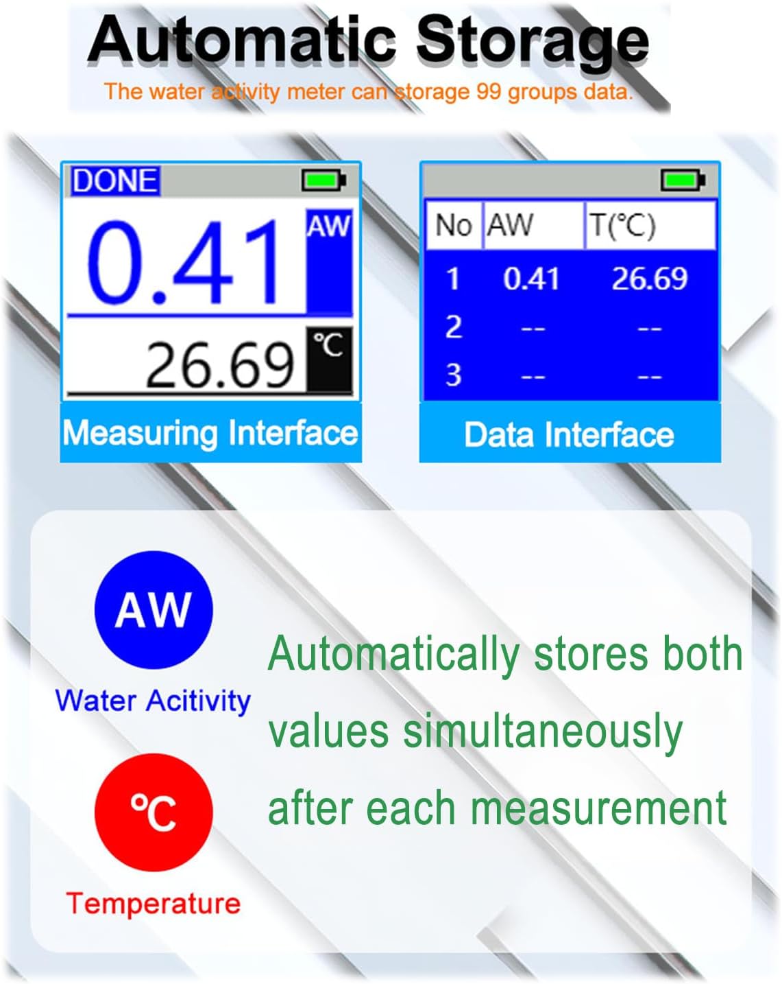 RAW700 Water Activity Meter Portable Food Water Acivity Meter Tester Digital AW Meter Monitor Measuring Range 0.00-1.00aw with 0.01aw Resolution