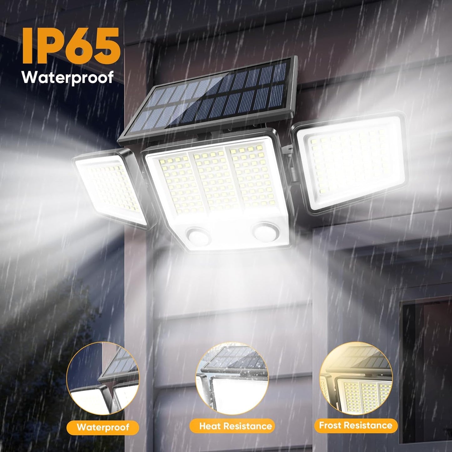 Solar Motion Sensor Outdoor Lights Waterproof - 3000LM 3 Modes Security Lights Outdoor 270° Illumination IP65 LED Solar Flood Wall Light for Garden Yard Patio Pathway (4 Pack)