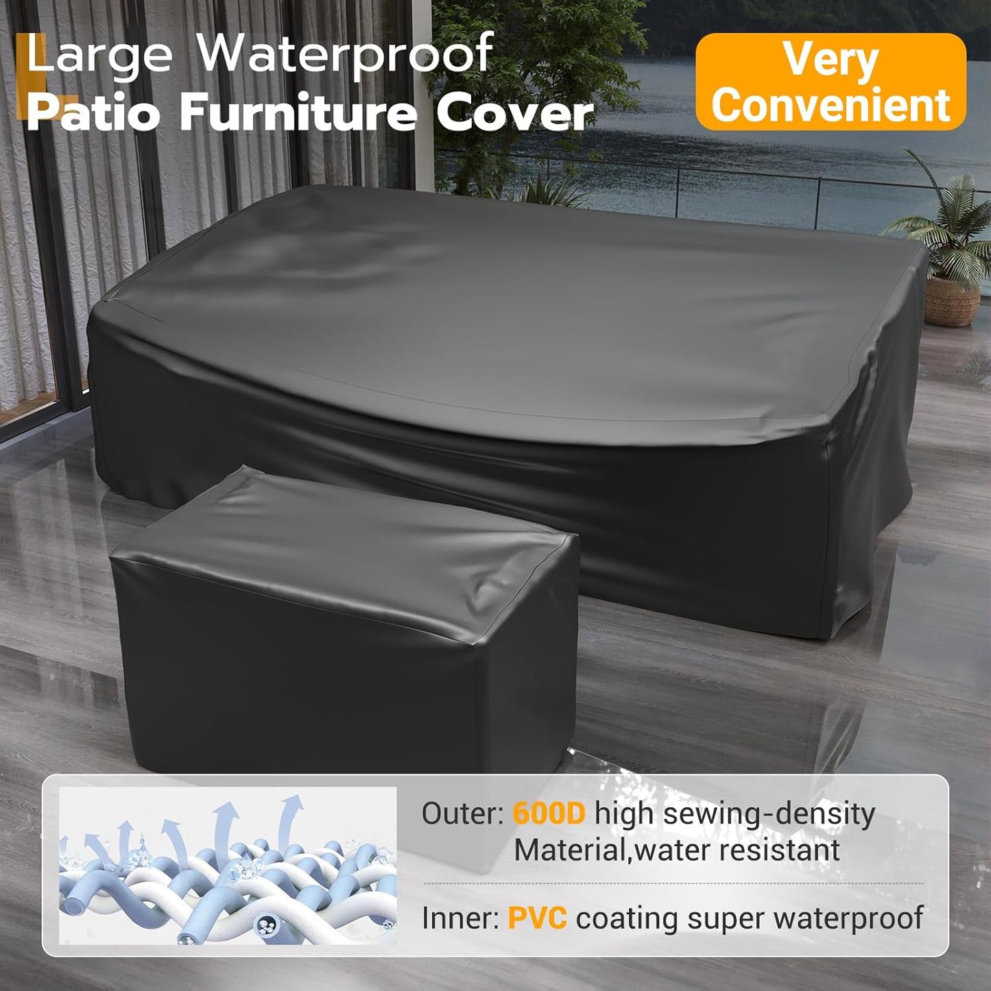 UDPATIO Patio Furniture Set with Fire Pit Table, 8 Piece Outdoor Sectional Modular Sofa, Wicker Outdoor Furniture Conversation Sets with Waterproof Cover for Backyard Deck(Grey/Navy Blue)