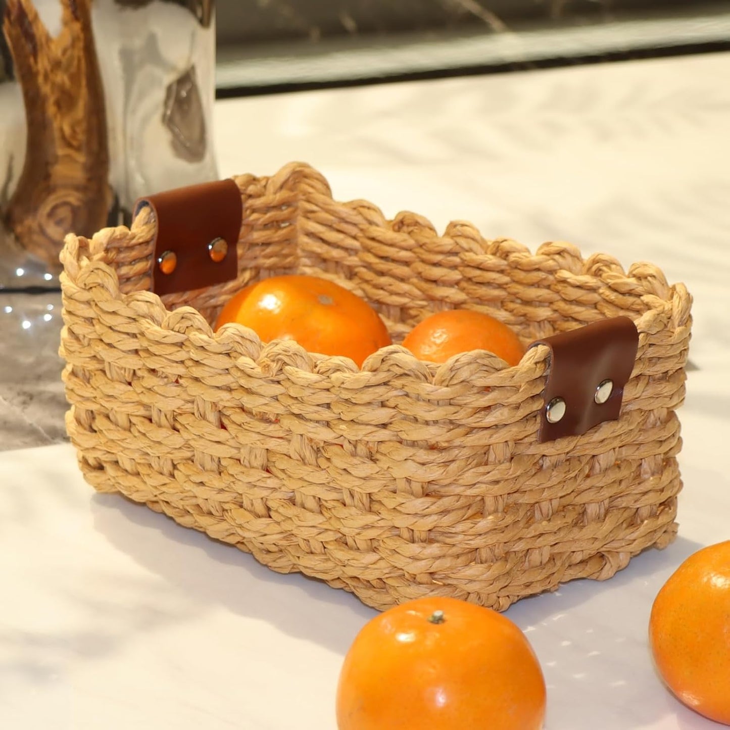Small Paper rope baskets for Organizing,Cute woven storage Little basket for Home,Shelves, Bathroom,Decorative basket,Set of 3 (Desert color)
