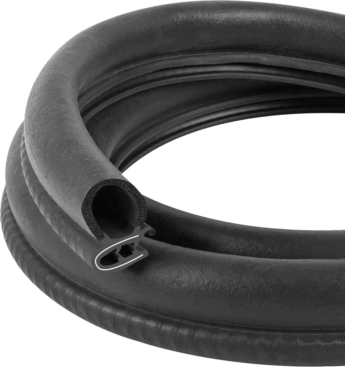 Automotive Door Weather Stripping 60Ft Car Door Rubber Edge Trim Seal Strip Gasket with Side Bulb for Car Bus Camper Boat RV Truck Doors