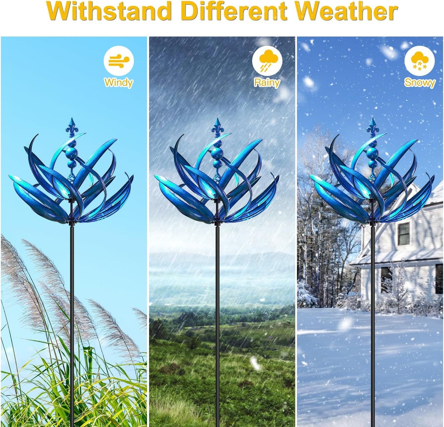 LimeHill Wind Spinner for Yard and Garden - Large Metal Kinetic Wind Sculptures, Yard Art Outdoor Decor (27 x 91 inches)