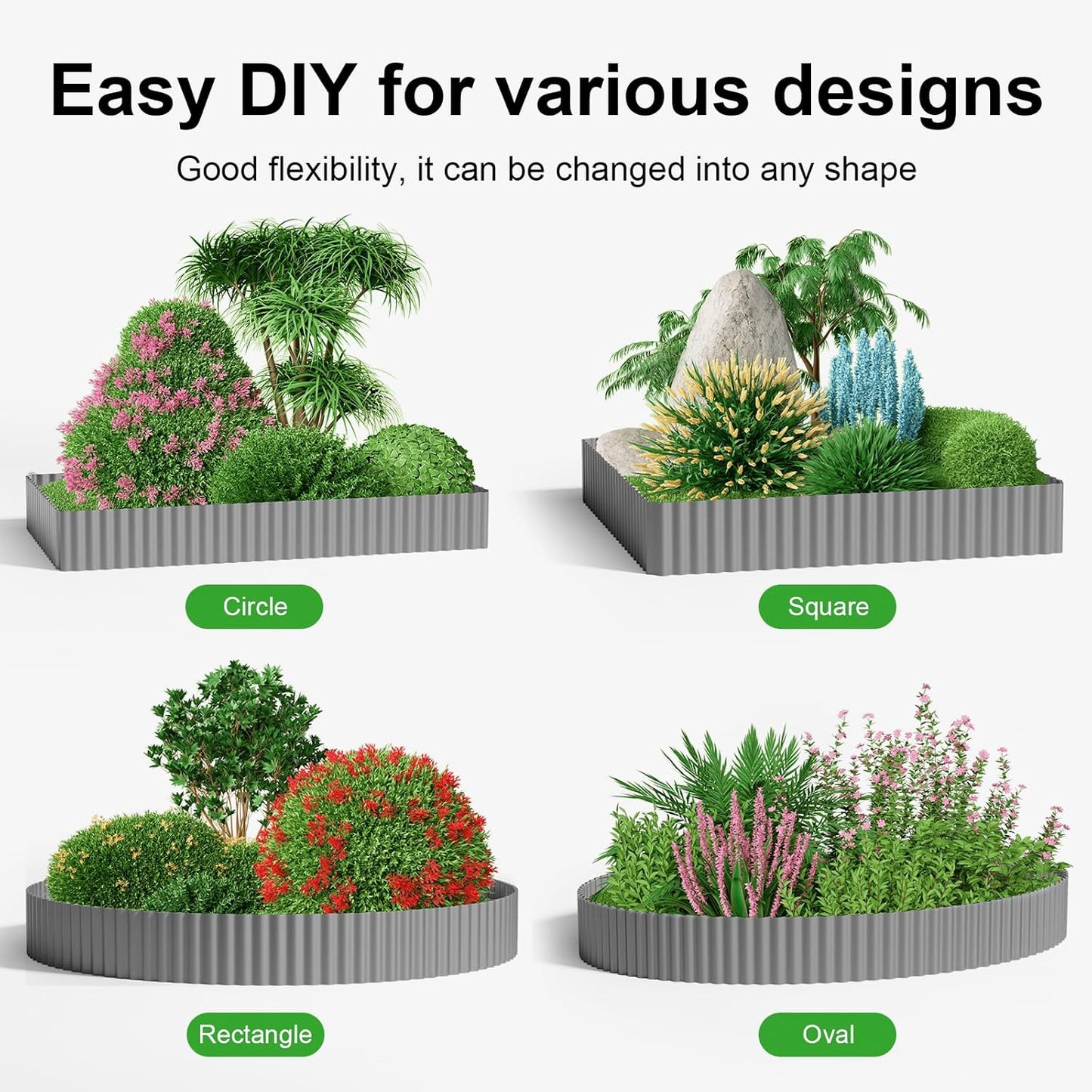 Land Guard Corrugated Garden Edging Border,12" x 50' Landscape Paver Edging, Tall Landscape Edging, Fence for Garden, Flower Bed, Lawn and Landscape Edging (Grey)