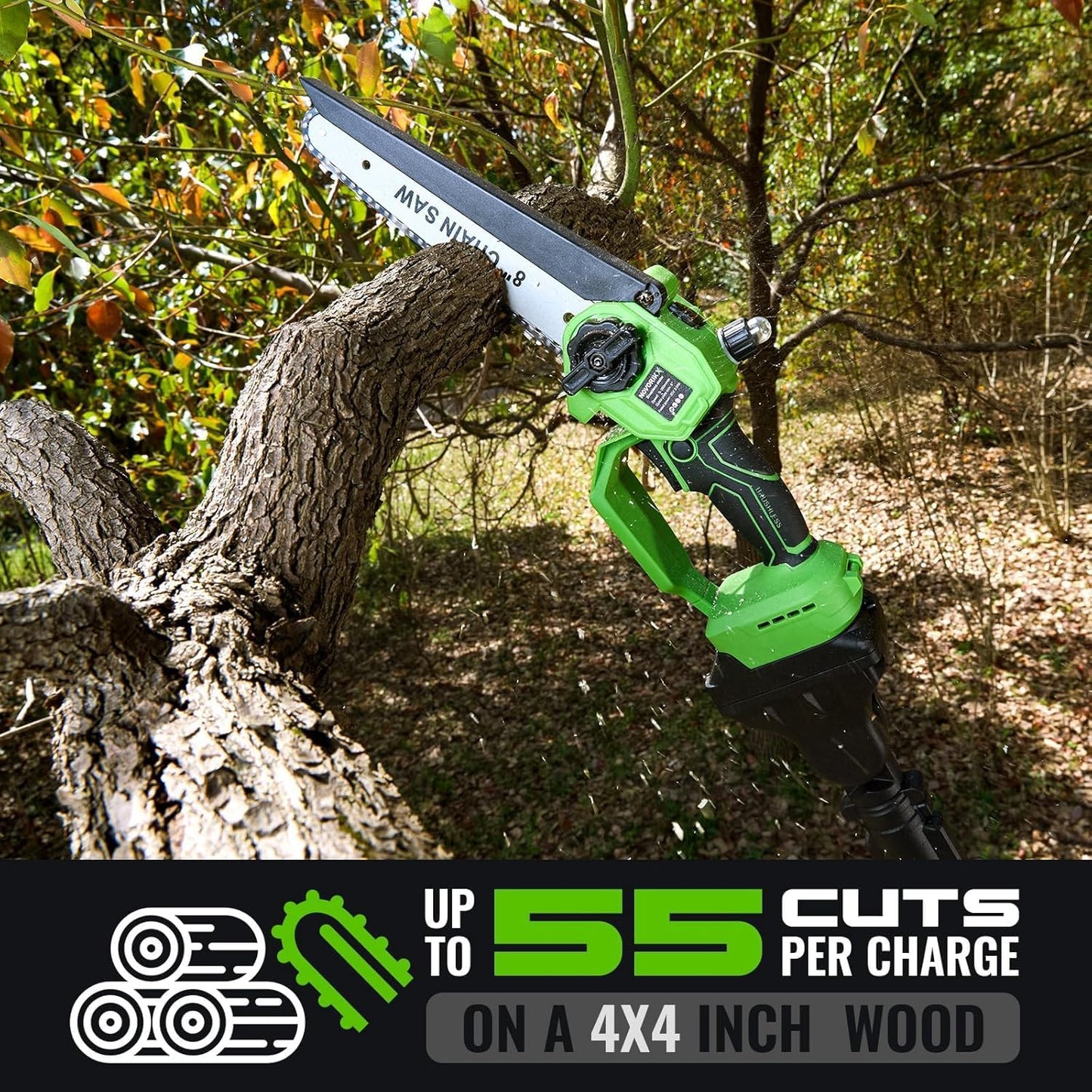 7" Chain Pitch: 1/4" Low Profile 44Drive Links Replacement Chain For 2-in-1 Cordless Pole Saw & Mini Chainsaw .043" Gauge