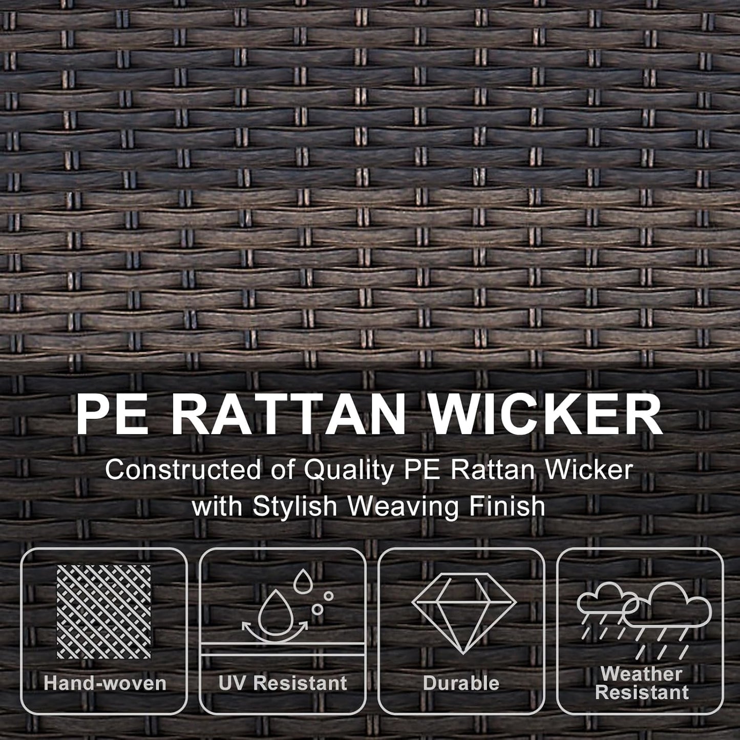 HUMMUH 6-Piece Patio Furniture PE Wicker Outdoor Conversation Set,All-Weather Rattan Swivel Rocker Chairs Outdoor Couch Ottomans for Backyard,Poolside,Deck