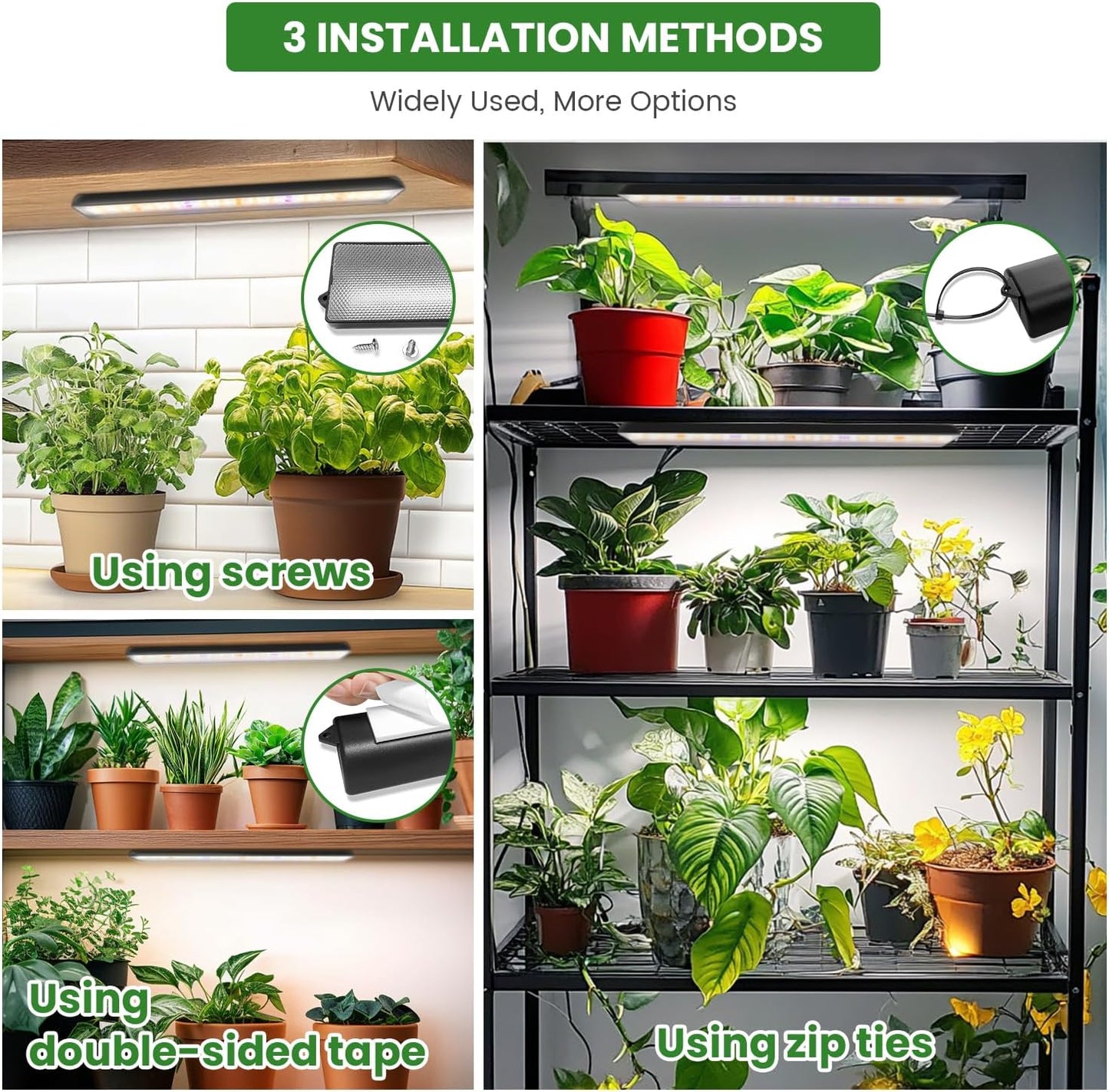 Wolezek Grow Lights for Indoor Plants, 210 LEDs Full Spectrum Plant Grow Light Strips with Upgared 4/8/12/16H Auto Timer, 13.8 Inches Bright Grow Lamp Bar for Plant Shelves and Cabinet, 2 Pack