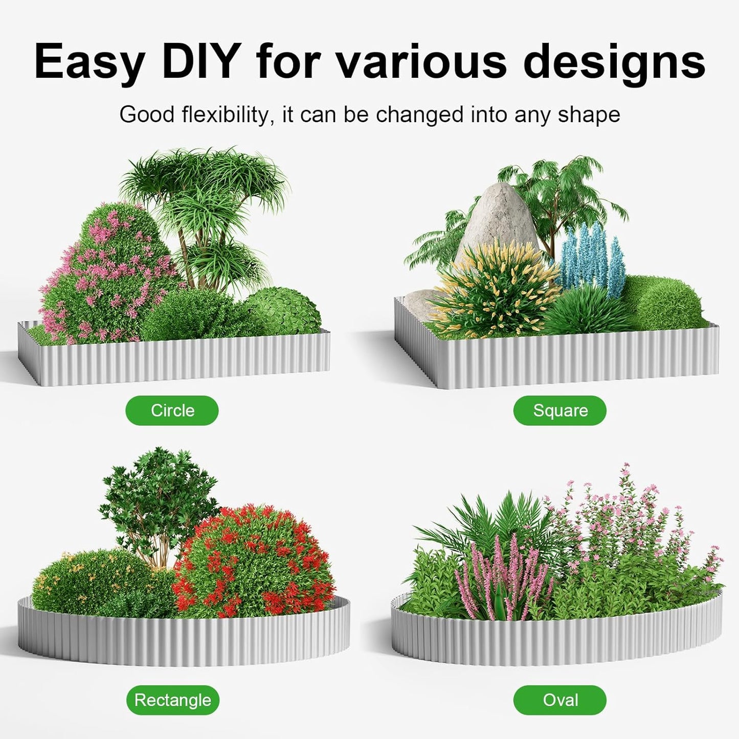 Land Guard Corrugated Garden Edging Border, 12" x 100' Landscape Paver Edging, Tall Landscape Edging, Fence for Garden, Flower Bed, Lawn and Landscape Edging (Silver)