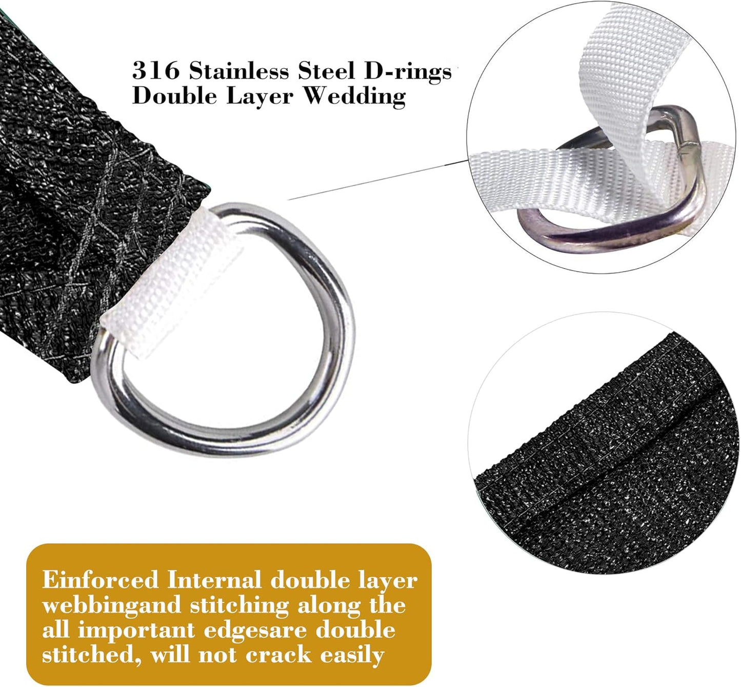 7' x 19' Black Rectangle Sun Shade Sail SSP1212 Canopy Durable Fabric UV Block Awning We Make Custom Orders