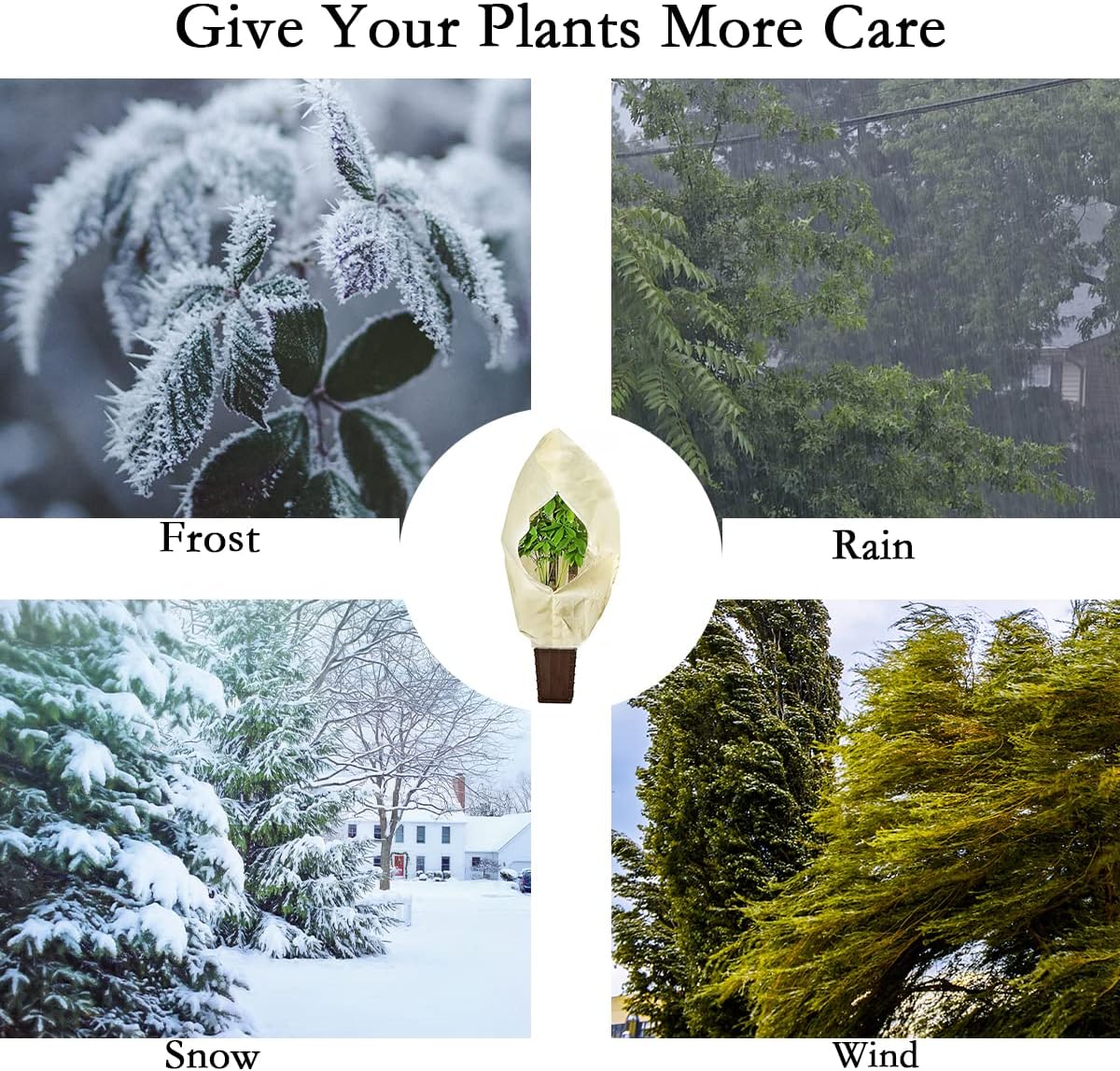 gardtree Winter Plant Frost Protection Covers 31.5" x 47.2" 4 Packs, Thicker 2.4oz/yd² Garden Cold Weather Tree Covers Freeze Protection Wrap with Zipper Drawstring for Shrub Fruit Tree, Potted Plants