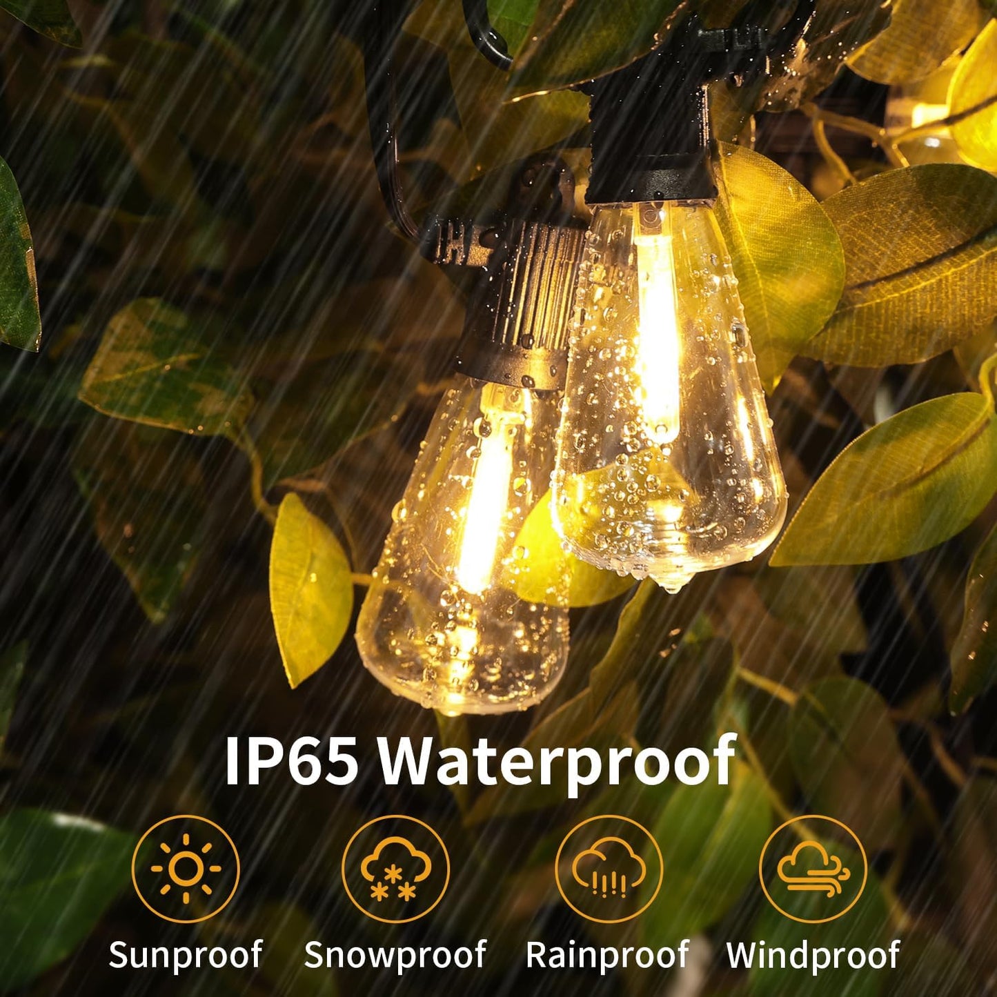 ZOTOYI Outdoor String Lights 25FT, Waterproof IP65 Patio Lights with 13 Shatterproof ST38 LED Bulbs, Outside Hanging Light Dimmable for Backyard, Bistro, Cafe, Garden 2700K Warm White