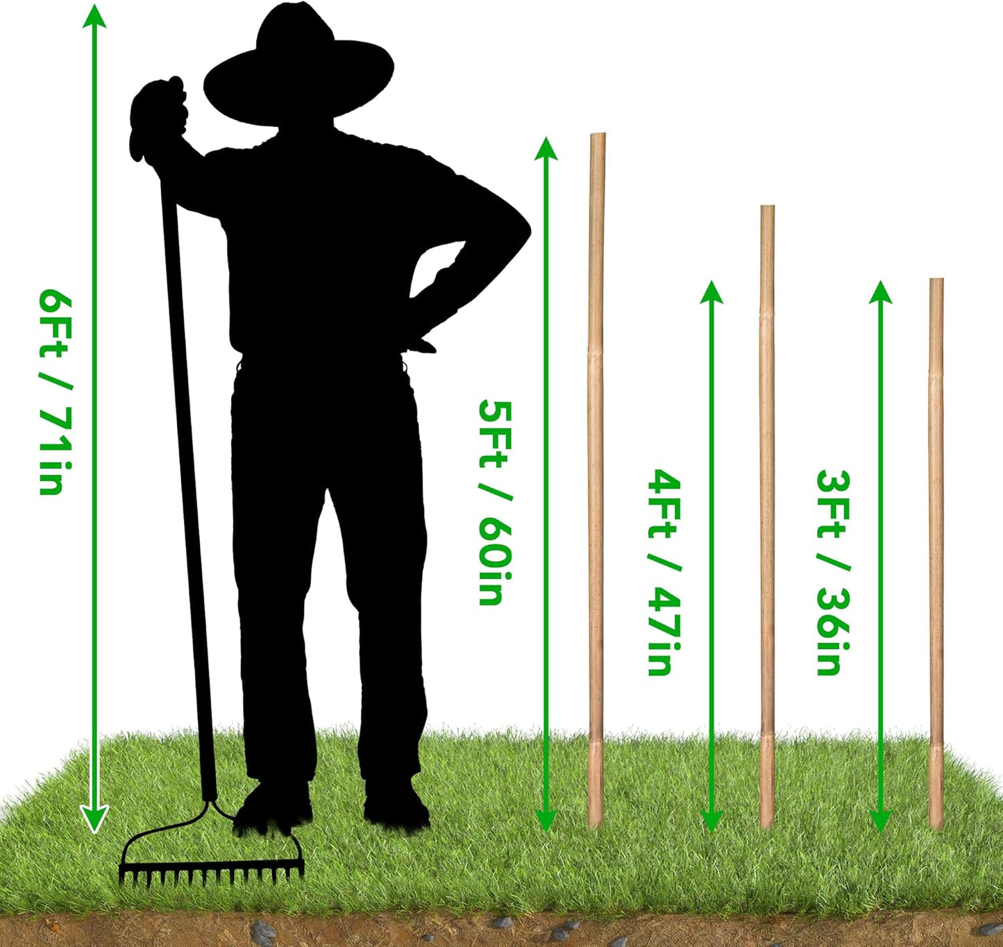 SWANGSA 55 Pack Bamboo Stakes for Plant 3 Feet, Bamboo Sticks for Garden Plant Support Stakes Poles for Tomatoes, Beans, Flowers, Potted Plants, Indoor and Outdoor Climbing Plants