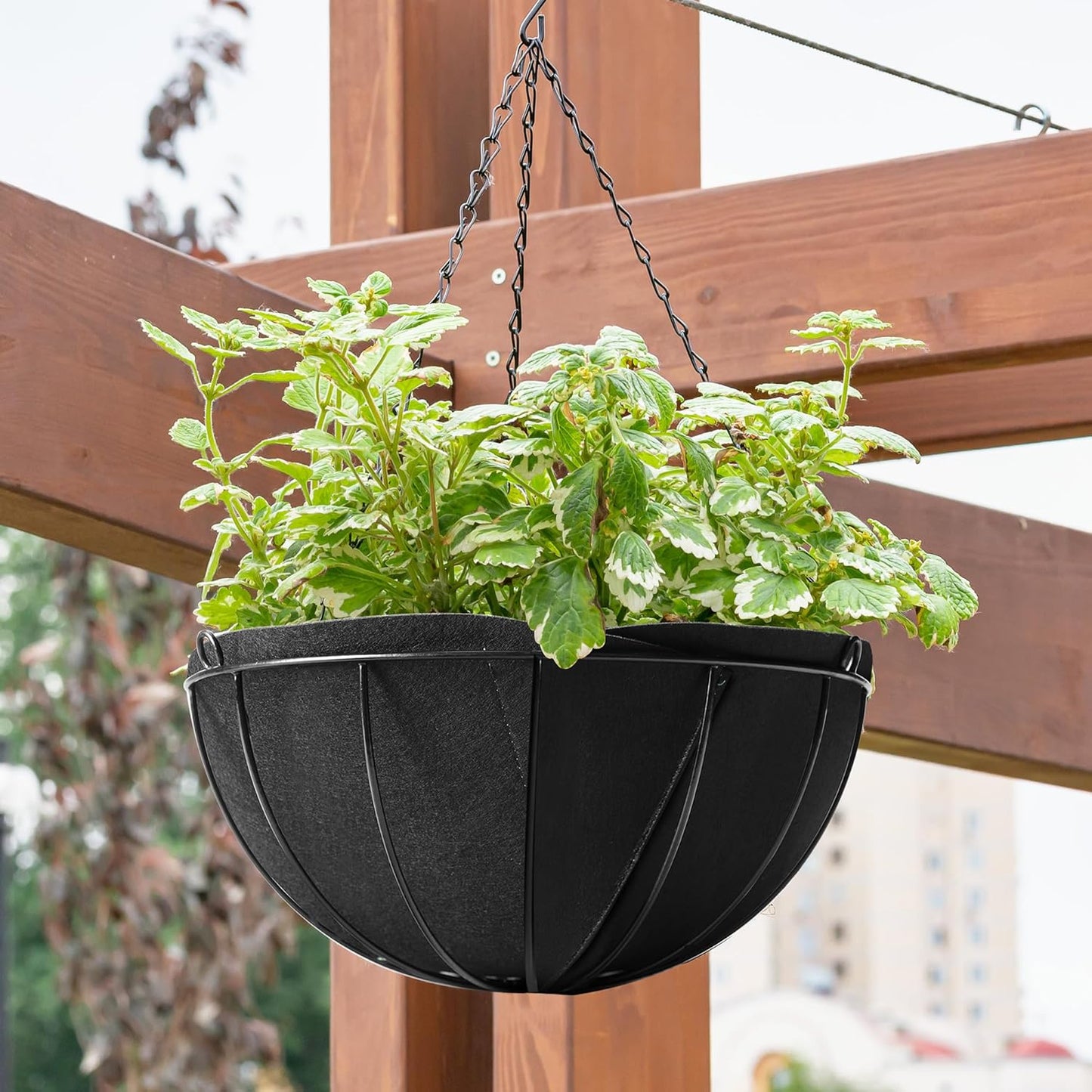 Adnee Fabric Planter Basket Liner-4pcs 12inch Felt Flower Pot Liners-Hanging Plant Basket Fiber Insert for Garden Wall Hanging Planter Flower Vegetables(Round)