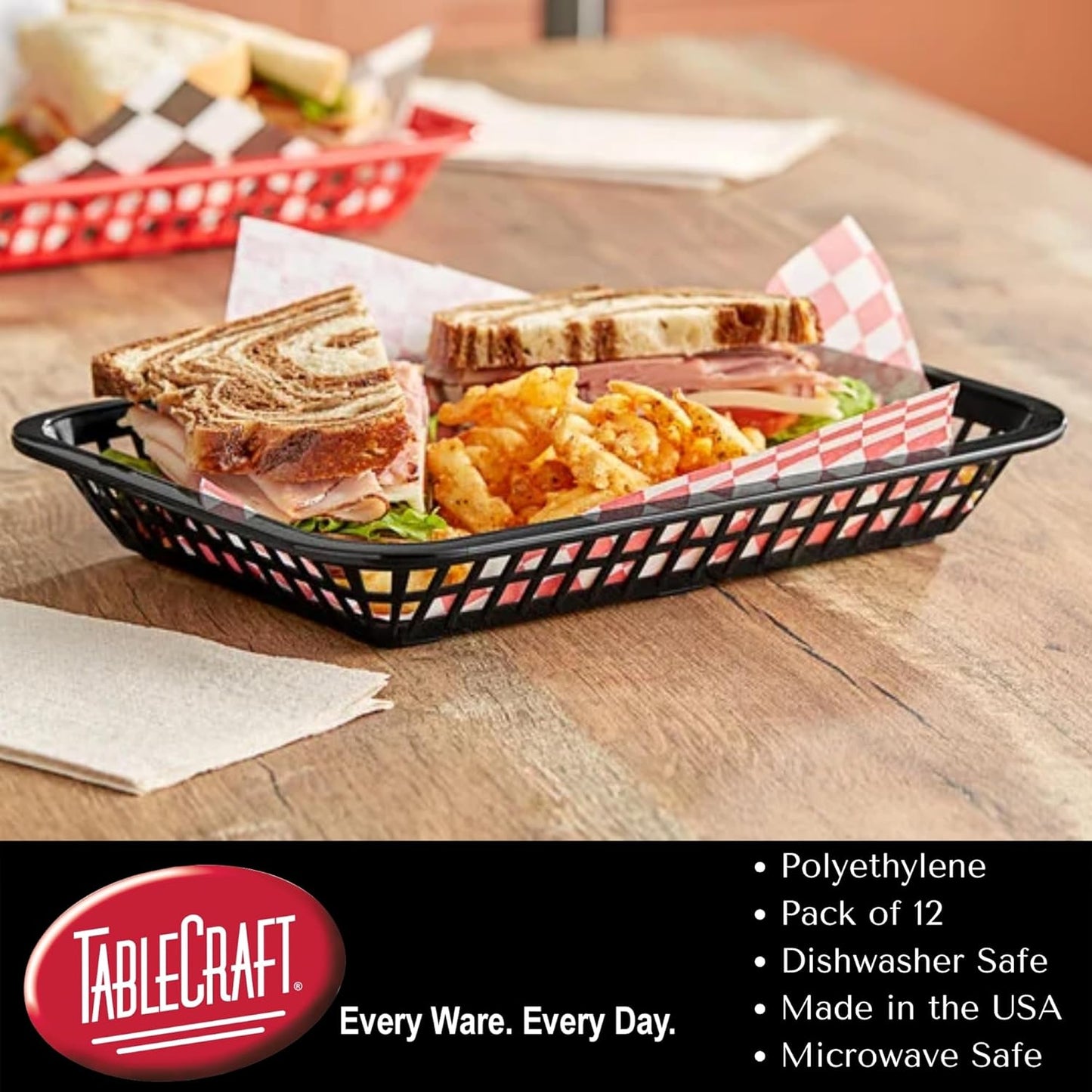 TableCraft Products C1079R Cash and Carry Large Grande Basket, Red (Pack of 12)