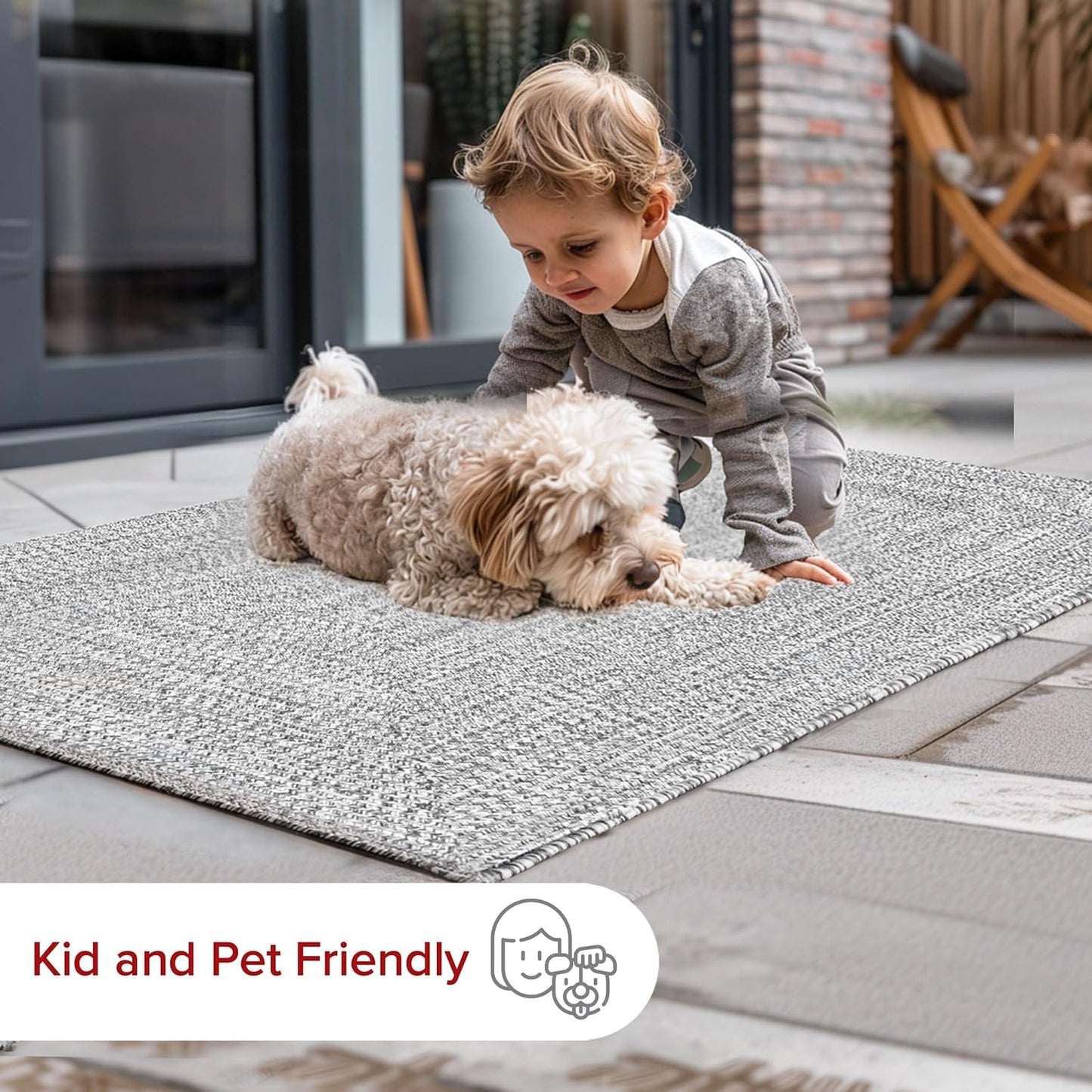 nuLOOM 6' Square Solid Hand Braided Indoor/Outdoor Area Rug, Pet-Friendly, High Traffic, Weather Resistant, for Patio, Balcony, Bedroom, Living, Dining Room, Wynn Salt and Pepper