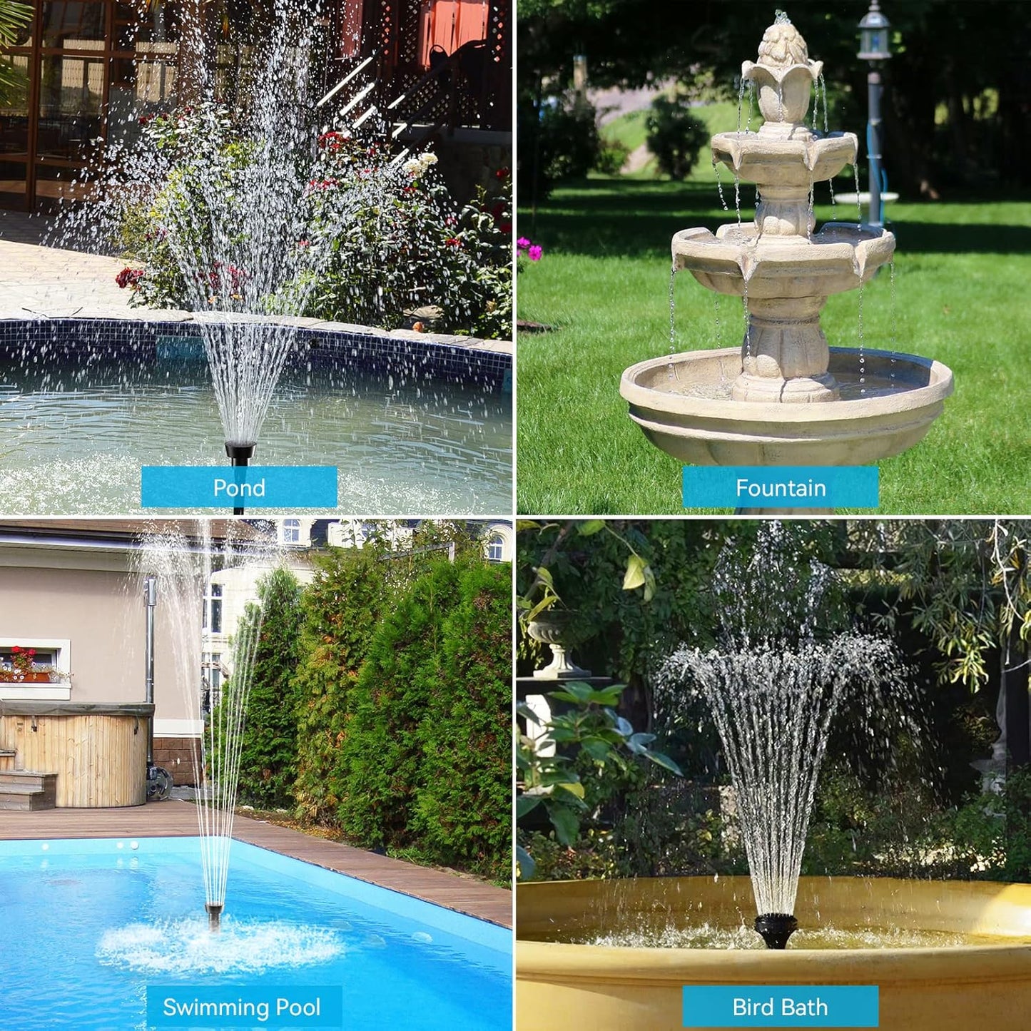 POPOSOAP Solar Water Pump 12W, Solar Water Fountain Pump with 160GPH Submersible Pond Pump Adjustable Flow for Solar Fountain, Pond, Fish Tank, Garden, Pool, Water Features