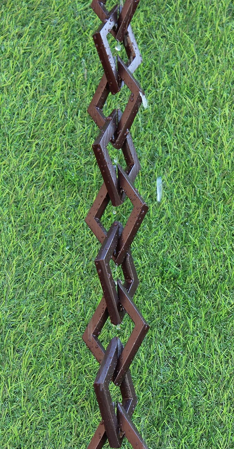 KAM Home Diamond Links Rain Chain with Installation Kit (Brown, 10)
