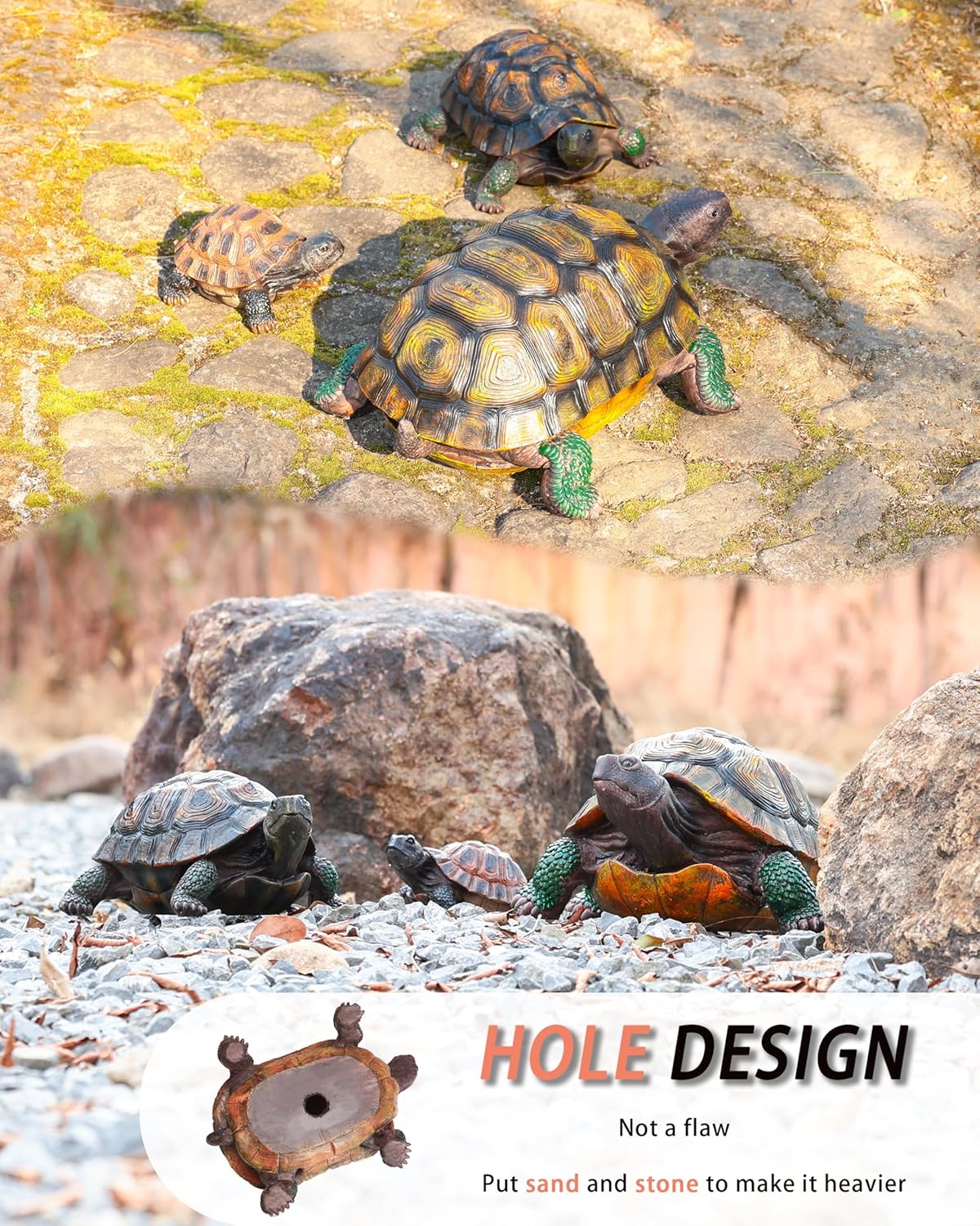 Turtle Statue, Resin Garden Sculpture Indoor/Outdoor Yard Lawn Ornament,Home Decor (Medium)