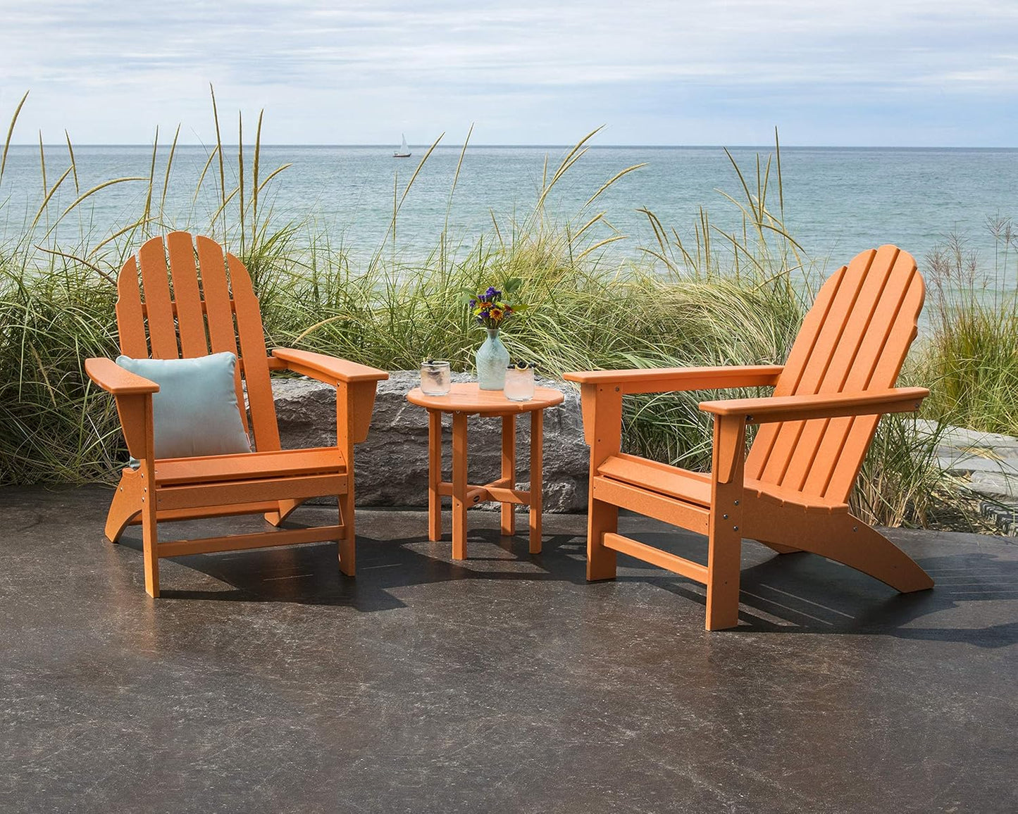 Polywood Vineyard Adirondack Chair, Green - Heavy Duty HDPE Patio Furniture for Outdoor, Deck, Garden, Fire Pit, Pool, Beach, Lawn, Backyard - Classic Comfort Lounge Seating