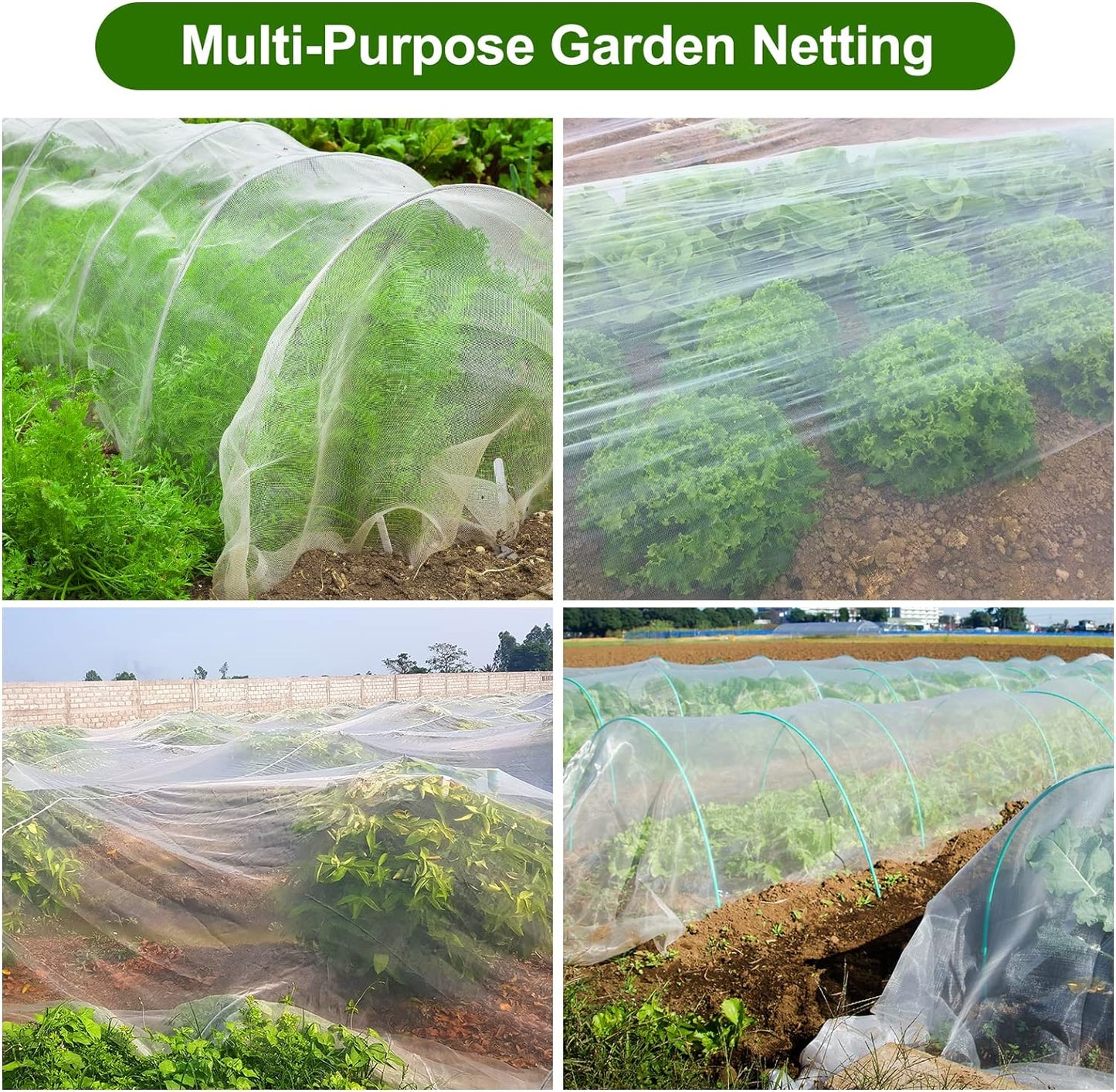 Garden Netting, Jevrench Durable Ultra Fine Garden Netting, Garden Plant Cover Row Cover Makes Plants, Vegetables, Fruits, and Flowers Grow Better (10ft x 35ft)