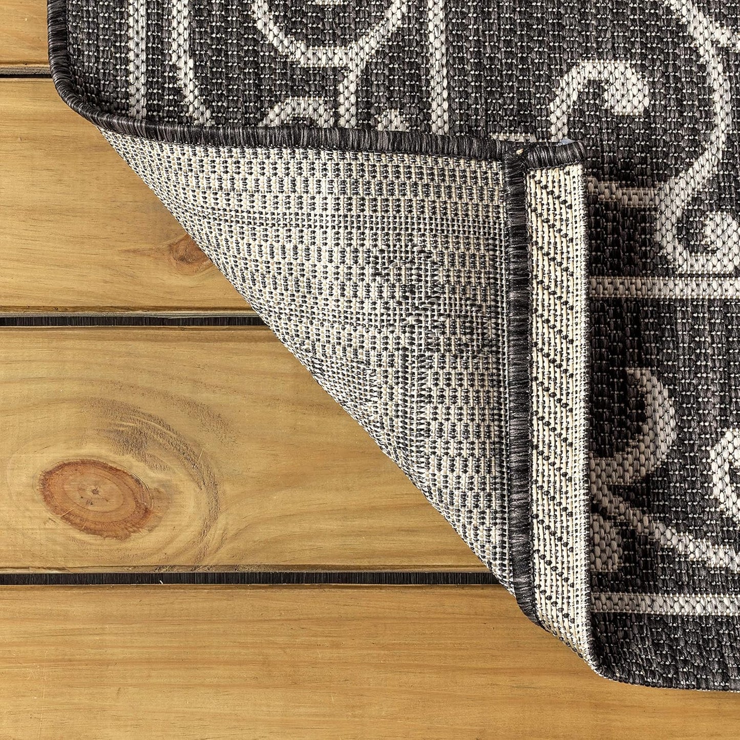 JONATHAN Y SMB106G-28 Charleston Vintage Filigree Textured Weave Indoor Outdoor Rug Living Room Backyard,2 X 8,Black/Gray