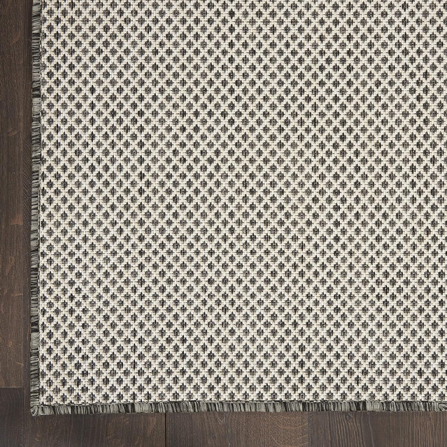 Nourison Courtyard Indoor/Outdoor Ivory Charcoal 9' x 12' Area Rug, Geometric, Easy Cleaning, Non Shedding, Bed Room, Living Room, Dining Room, Deck, Patio, Backyard (9x12)
