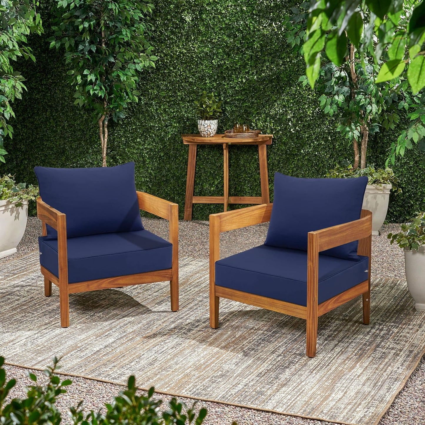 Favoyard Outdoor Seat Cushion Set 22 x 22 Inch Waterproof & Fade Resistant Patio Furniture Cushions with Removable Cover Deep Seat & Back Cushion with Handle and Adjustable Straps for Chair Sofa Couch