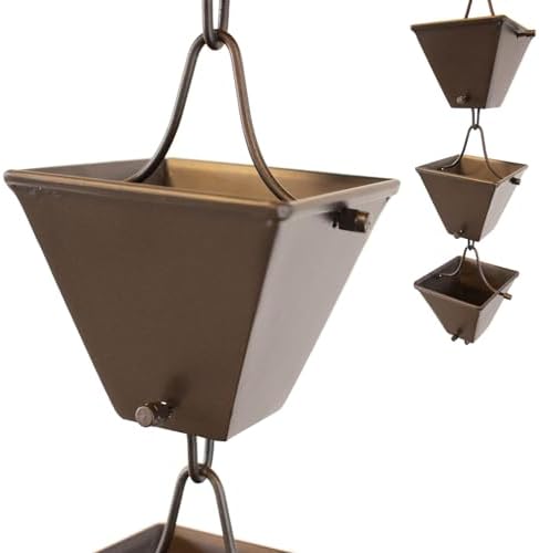 Nutshell Stores Medium Square Cups Rain Chain - Bronze - 18 Feet