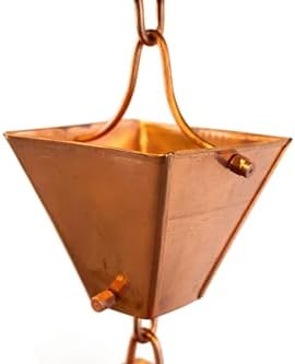 Nutshell Stores Medium Square Cups Rain Chain - Copper - 17 Feet