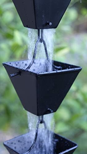 Nutshell Stores Medium Square Cups Rain Chain - Black - 9 Feet