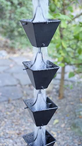 Nutshell Stores Medium Square Cups Rain Chain - Black - 18 Feet