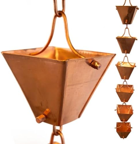Nutshell Stores Medium Square Cups Rain Chain - Copper - 17 Feet