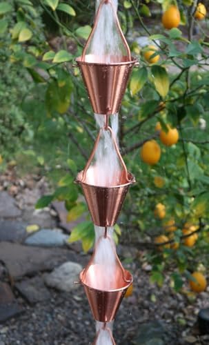 Nutshell Stores Steel Cups Rain Chain - Copper Plated - 13 Feet