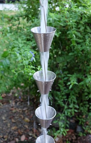 Nutshell Stores Steel Cups Rain Chain - Stainless Steel - 10 Feet