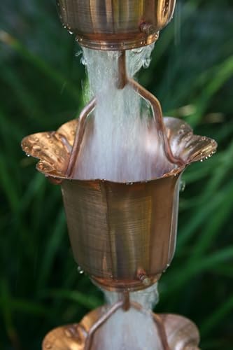 Nutshell Stores Flower Cups Rain Chain - Copper - 9 Feet