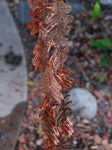 Nutshell Stores Falling Leaves Copper Plated Rain Chain - Copper - 8 Feet